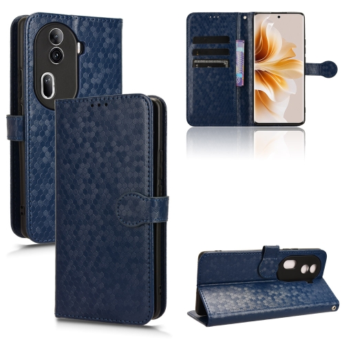 

For OPPO Reno11 Pro Global Honeycomb Dot Texture Leather Phone Case(Blue)