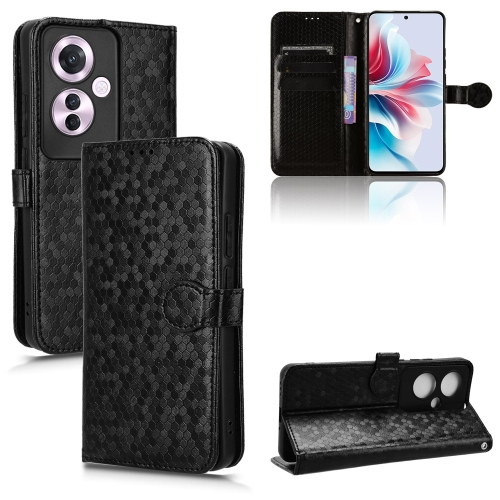 

For OPPO Reno11 F 5G / F25 Pro Honeycomb Dot Texture Leather Phone Case(Black)