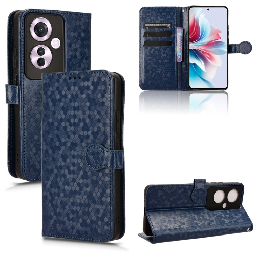 

For OPPO Reno11 F 5G / F25 Pro Honeycomb Dot Texture Leather Phone Case(Blue)