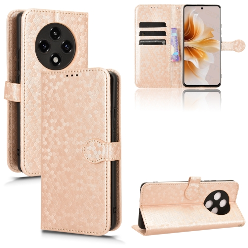 

For OPPO A3 Pro 5G Honeycomb Dot Texture Leather Phone Case(Gold)