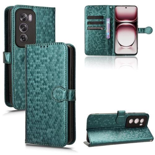 

For OPPO Reno12 Pro 5G Global Honeycomb Dot Texture Leather Phone Case(Green)