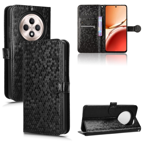 

For OPPO Reno12 F Honeycomb Dot Texture Leather Phone Case(Black)