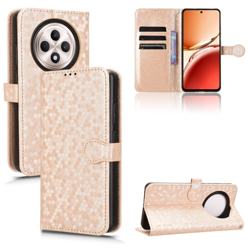 

For OPPO Reno12 F Honeycomb Dot Texture Leather Phone Case(Gold)