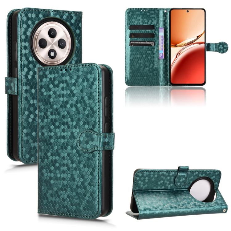 

For OPPO Reno12 F Honeycomb Dot Texture Leather Phone Case(Green)