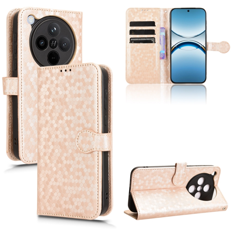 

For OPPO Find X8 Honeycomb Dot Texture Leather Phone Case(Gold)
