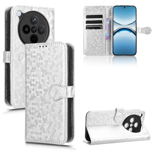 

For OPPO Find X8 Honeycomb Dot Texture Leather Phone Case(Silver)