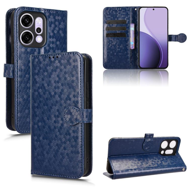 

For OPPO Reno14 Global Honeycomb Dot Texture Leather Phone Case(Blue)