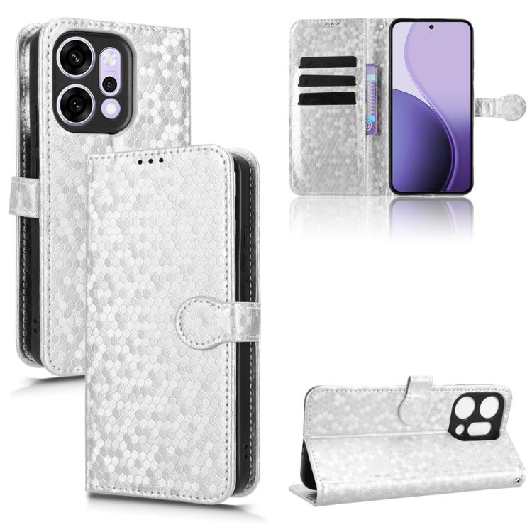

For OPPO Reno14 Pro Global Honeycomb Dot Texture Leather Phone Case(Silver)
