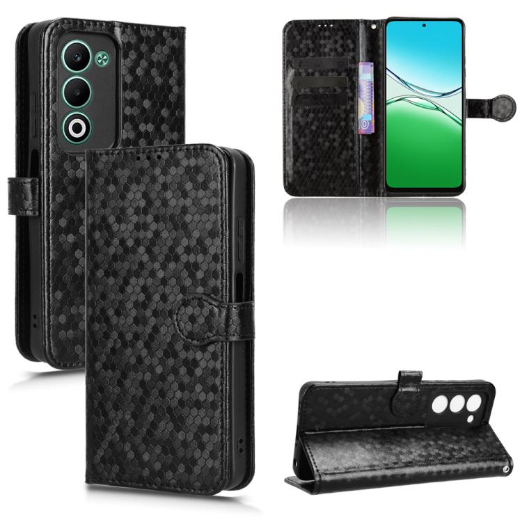 

For OPPO A5 5G / 4G Global Honeycomb Dot Texture Leather Phone Case(Black)