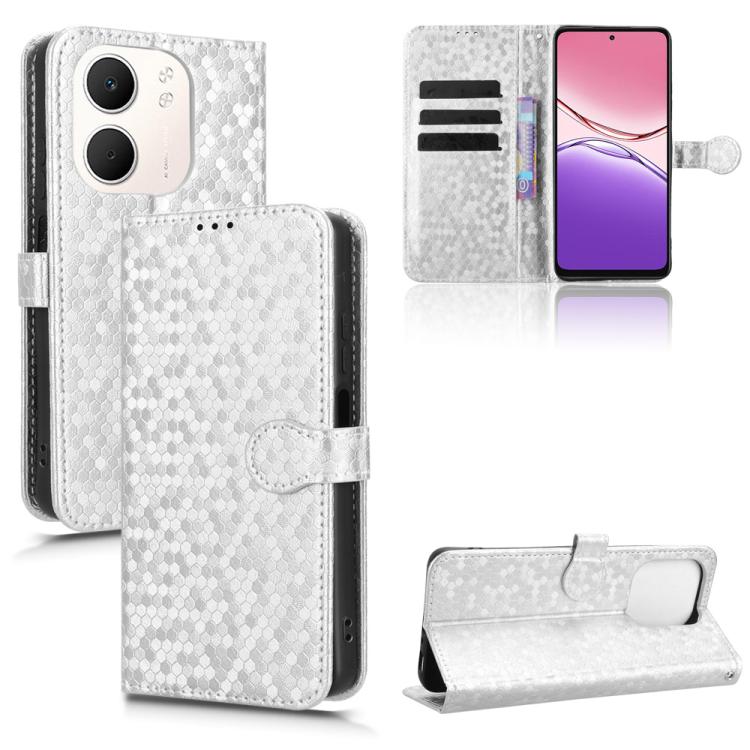 

For OPPO A5x 5G / 4G Global Honeycomb Dot Texture Leather Phone Case(Silver)