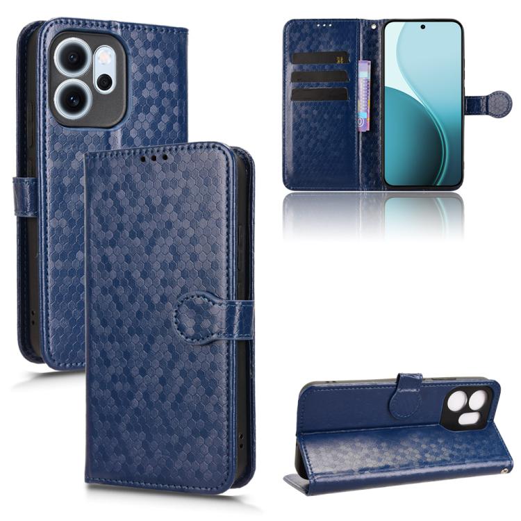

For OPPO Reno14 F 5G Honeycomb Dot Texture Leather Phone Case(Blue)