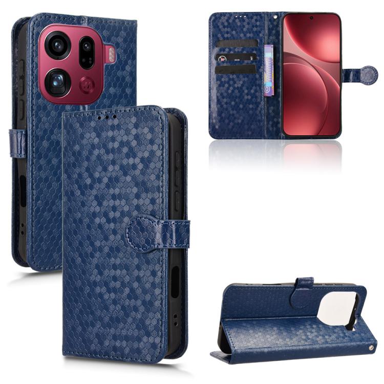 

For OPPO Find X9 Pro Honeycomb Dot Texture Leather Phone Case(Blue)