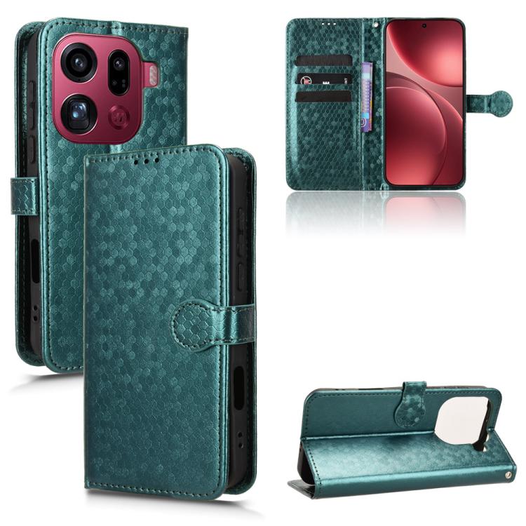 

For OPPO Find X9 Pro Honeycomb Dot Texture Leather Phone Case(Green)