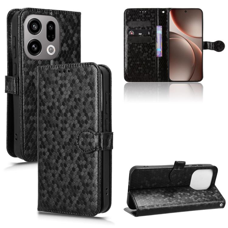 

For OPPO Find X9 Honeycomb Dot Texture Leather Phone Case(Black)