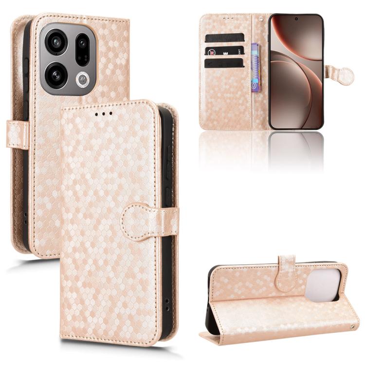 

For OPPO Find X9 Honeycomb Dot Texture Leather Phone Case(Gold)