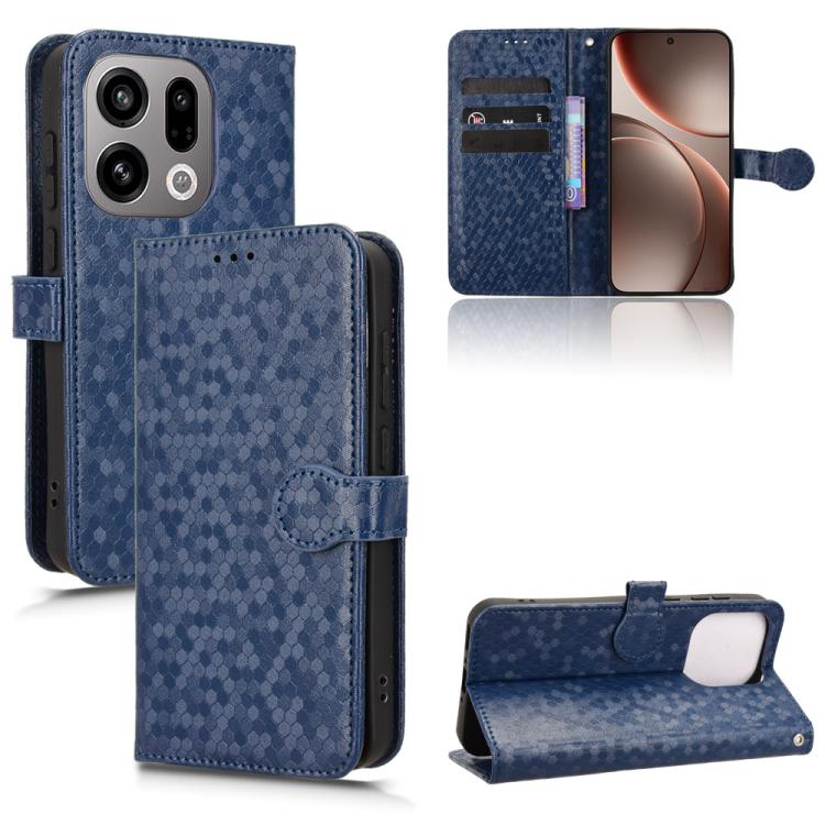 

For OPPO Find X9 Honeycomb Dot Texture Leather Phone Case(Blue)