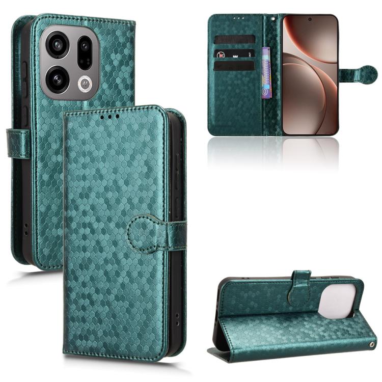 

For OPPO Find X9 Honeycomb Dot Texture Leather Phone Case(Green)