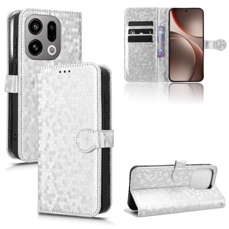 

For OPPO Find X9 Honeycomb Dot Texture Leather Phone Case(Silver)