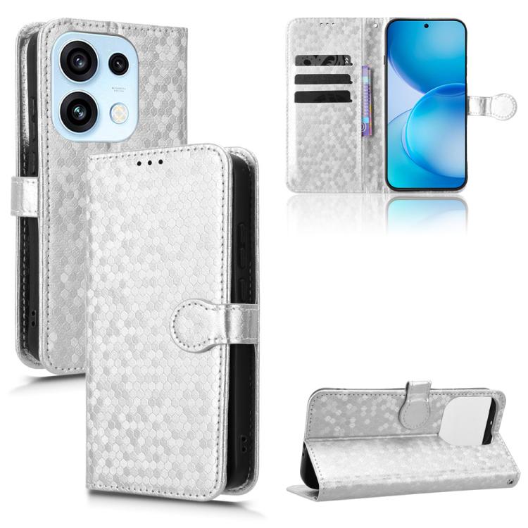 For OPPO Reno16 Pro 5G / Reno16 5G Global Honeycomb Dot Texture Leather Phone Case(Silver)