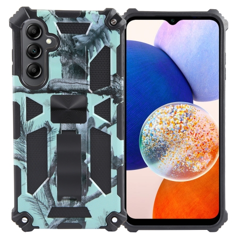 

For Samsung Galaxy A15 Camouflage Armor Kickstand TPU + PC Magnetic Phone Case(Mint Green)