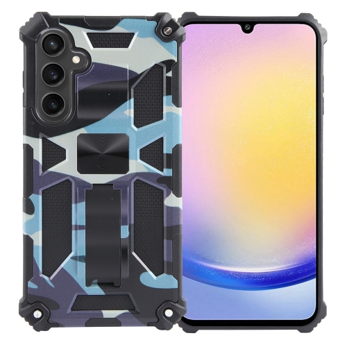 

For Samsung Galaxy A25 5G Camouflage Armor Kickstand TPU + PC Magnetic Phone Case(Light Blue)