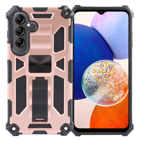

For Samsung Galaxy A15 Armor Shockproof TPU + PC Magnetic Phone Case with Holder(Rose Gold)
