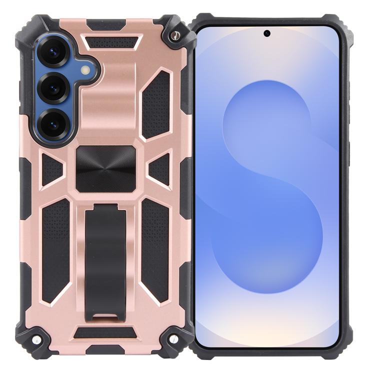 

For Samsung Galaxy S25+ 5G Armor Shockproof TPU + PC Magnetic Phone Case with Holder(Rose Gold)