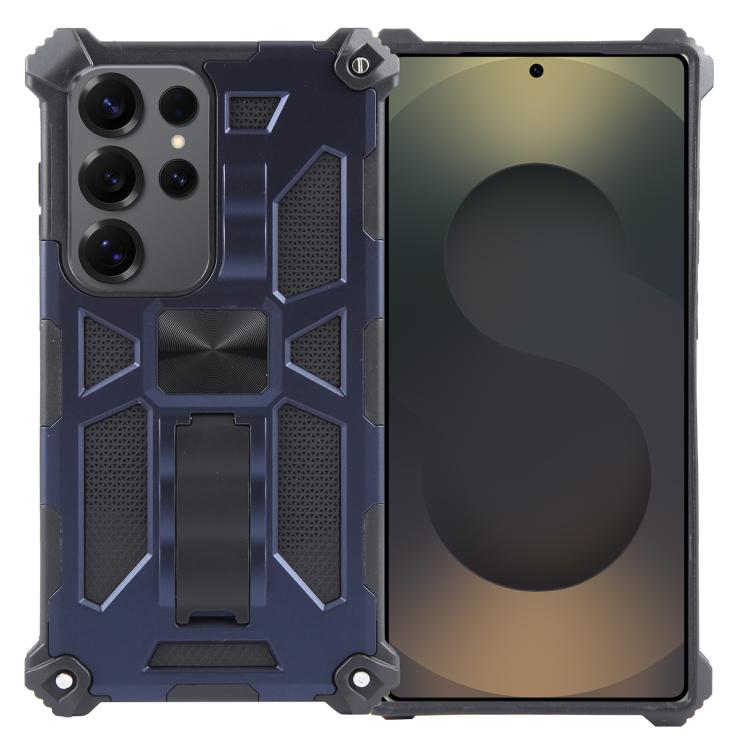 

For Samsung Galaxy S25 Ultra 5G Armor Shockproof TPU + PC Magnetic Phone Case with Holder(Blue)