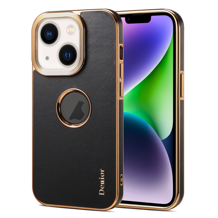 

For iPhone 14 / 13 Denior Fragrant Calf Texture Electroplating Phone Case(Black)