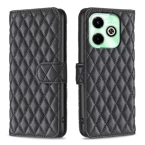 

For Infinix Hot 40i Diamond Lattice Wallet Flip Leather Phone Case(Black)