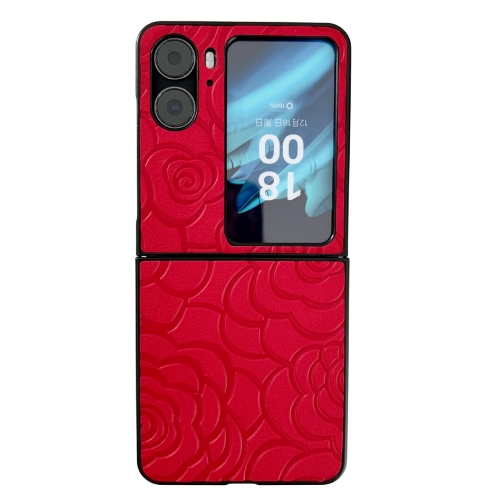 

For OPPO Find N2 Flip Impression Flower Pattern Protective Phone Case(Red)