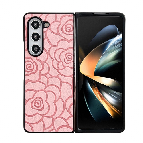 

For Samsung Galaxy Z Fold3 Impression Flower Pattern Protective Phone Case(Pink)