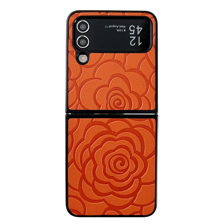 

For Samsung Galaxy Z Flip3 Impression Flower Pattern Protective Phone Case(Orange)