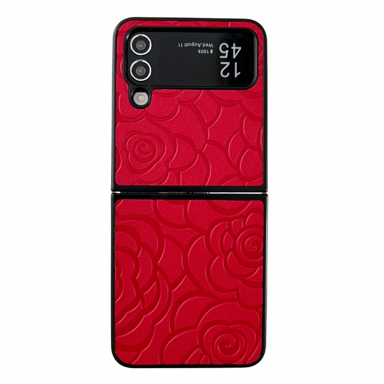 

For Samsung Galaxy Z Flip3 Impression Flower Pattern Protective Phone Case(Red)