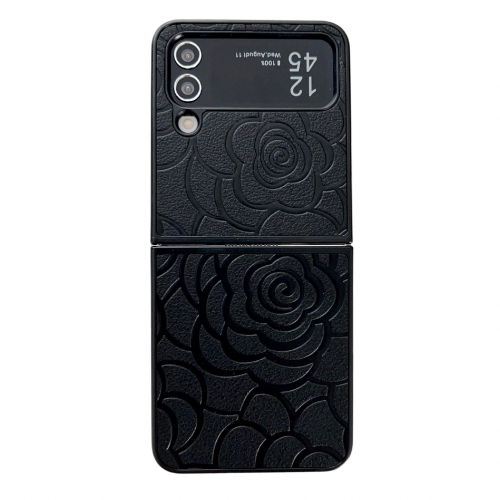 

For Samsung Galaxy Z Flip3 Impression Flower Pattern Protective Phone Case(Black)