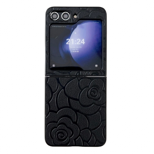 For Samsung Galaxy Z Flip5 Impression Flower Pattern Protective Phone Case(Black)