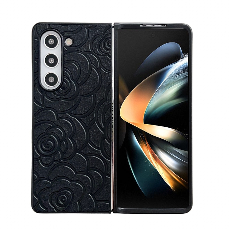 

For Samsung Galaxy Z Fold6 Impression Flower Pattern Protective Phone Case(Black)