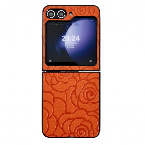 

For Samsung Galaxy Z Flip6 Impression Flower Pattern Protective Phone Case(Orange)