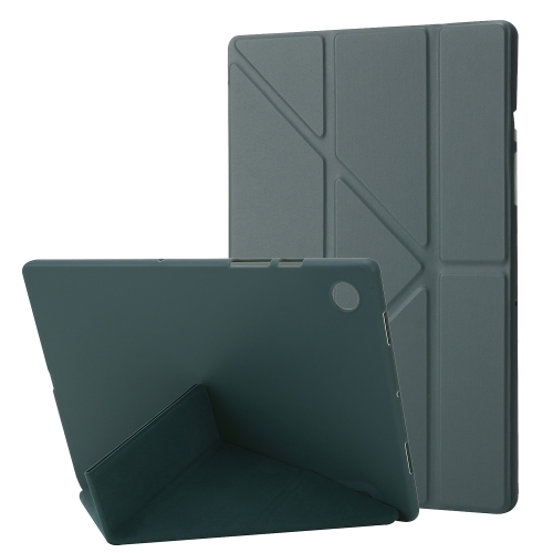 

For Samsung Galaxy Tab A9+ TPU Deformation Multi-Fold Leather Tablet Case(Deep Green)