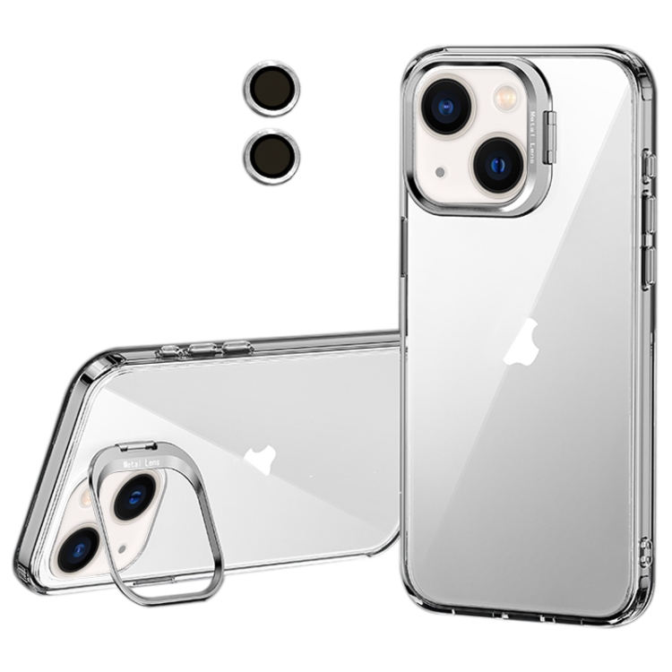 

For iPhone 15 Lens Holder Frosted Phone Case(Transparent)