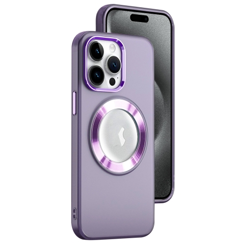 

For iPhone 15 Pro MagSafe Skin-feel CD Texture PC Phone Case(Purple)