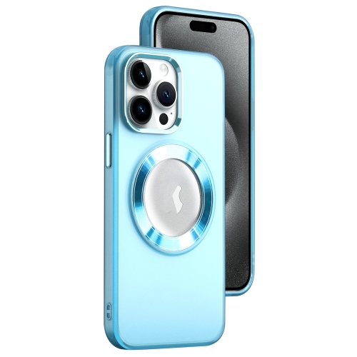 

For iPhone 15 Pro MagSafe Skin-feel CD Texture PC Phone Case(Sierra Blue)