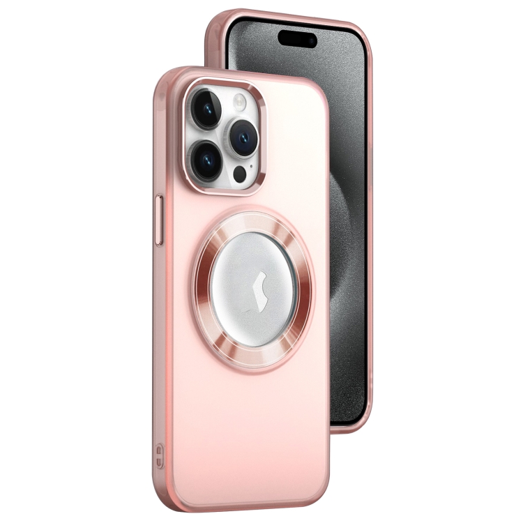 

For iPhone 15 Pro MagSafe Skin-feel CD Texture PC Phone Case(Pink)