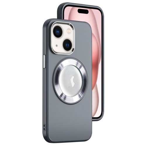 

For iPhone 15 Plus MagSafe Skin-feel CD Texture PC Phone Case(Black)