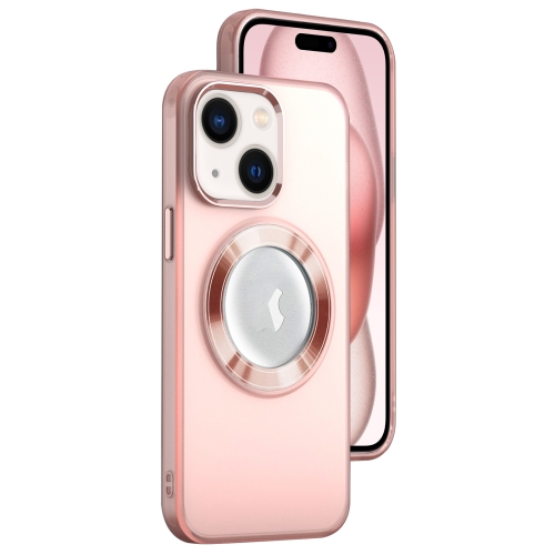 

For iPhone 15 Plus MagSafe Skin-feel CD Texture PC Phone Case(Pink)