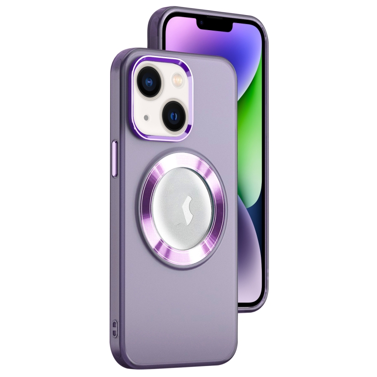 

For iPhone 14 Plus MagSafe Skin-feel CD Texture PC Phone Case(Purple)
