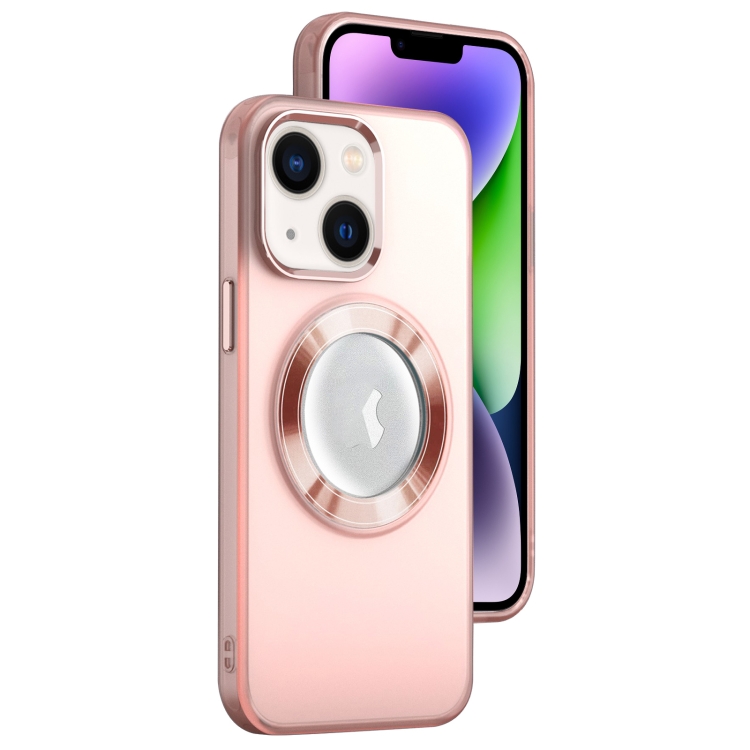 

For iPhone 14 Plus MagSafe Skin-feel CD Texture PC Phone Case(Pink)