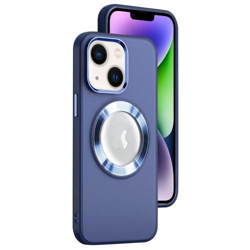 

For iPhone 14 MagSafe Skin-feel CD Texture PC Phone Case(Dark Blue)