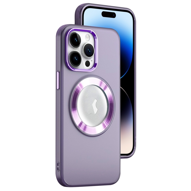 

For iPhone 14 Pro Max MagSafe Skin-feel CD Texture PC Phone Case(Purple)