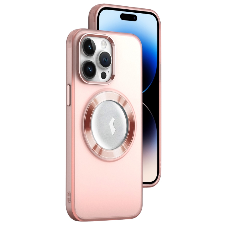 

For iPhone 14 Pro Max MagSafe Skin-feel CD Texture PC Phone Case(Pink)